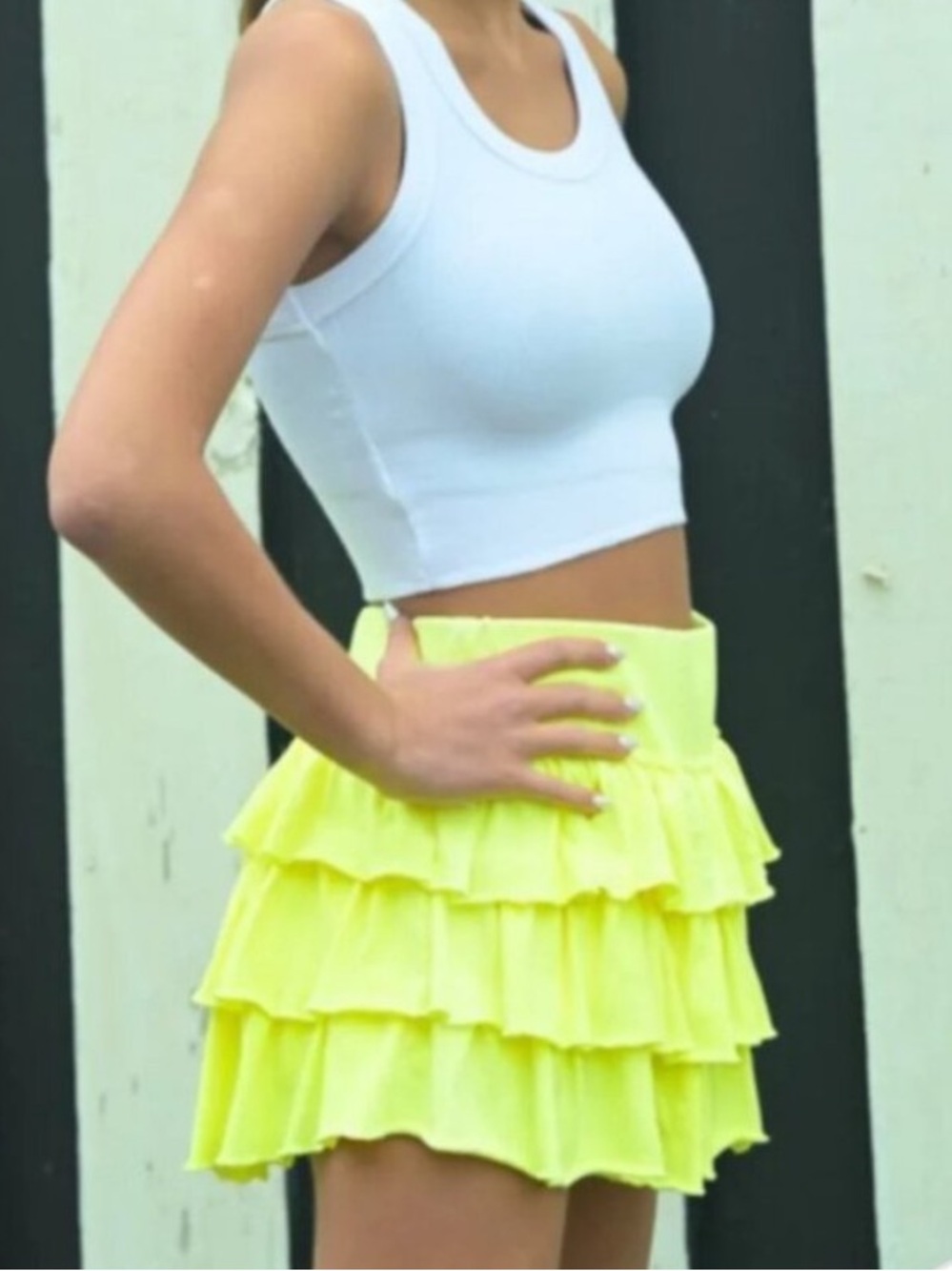 Katie J NYC Yellow Ruffle Skort Skirt Size S